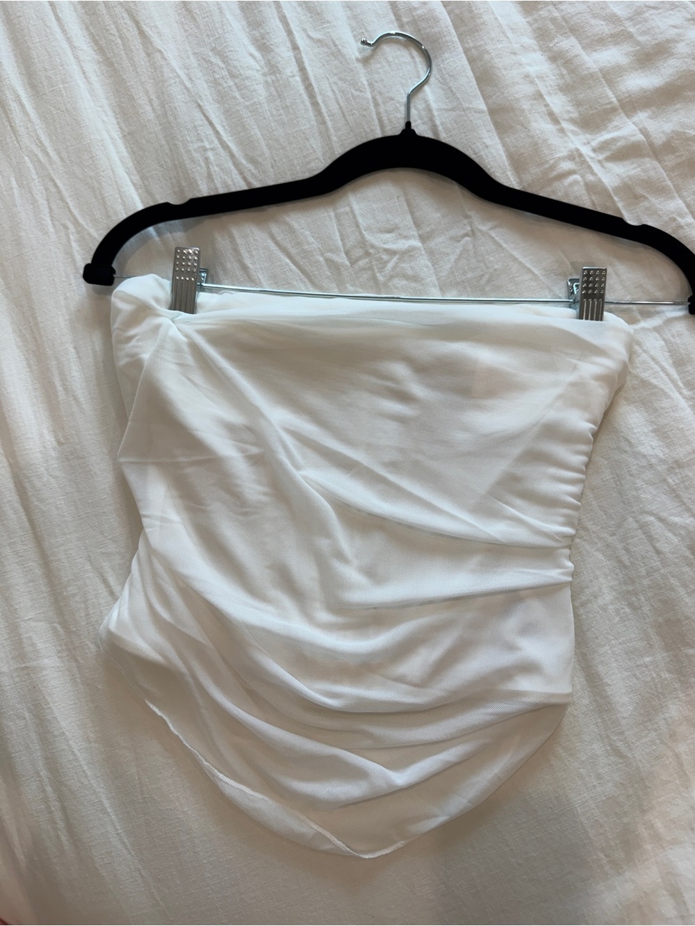 Strapless White Ruched Corset Tube Top